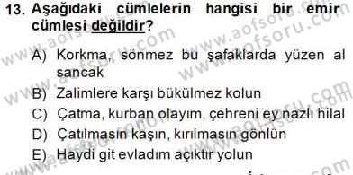 Türkçe Cümle Bilgisi 2 Dersi 2014 - 2015 Yılı (Final) Dönem Sonu Sınav Soruları 13. Soru