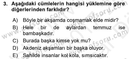 Türkçe Cümle Bilgisi 2 Dersi 2017 - 2018 Yılı (Vize) Ara Sınav Soruları 3. Soru