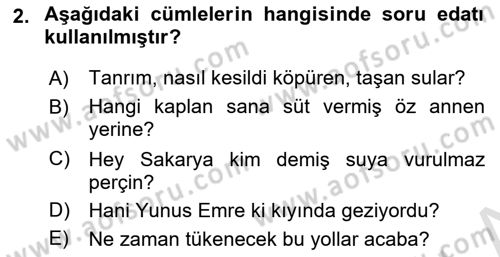 Türkçe Cümle Bilgisi 2 Dersi 2022 - 2023 Yılı Yaz Okulu Sınav Soruları 2. Soru