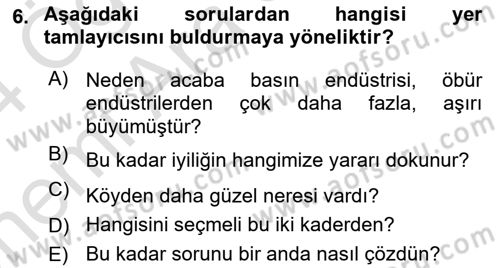 Türkçe Cümle Bilgisi 2 Dersi 2023 - 2024 Yılı (Vize) Ara Sınav Soruları 6. Soru