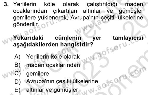 Türkçe Cümle Bilgisi 2 Dersi 2023 - 2024 Yılı (Final) Dönem Sonu Sınav Soruları 3. Soru