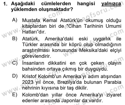 Türkçe Cümle Bilgisi 2 Dersi 2024 - 2025 Yılı Yaz Okulu Sınav Soruları 1. Soru