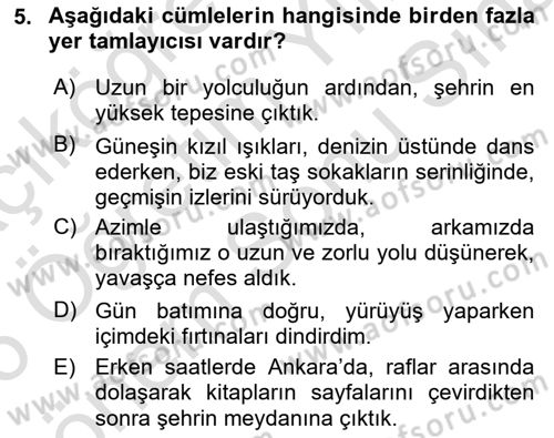 Türkçe Cümle Bilgisi 2 Dersi 2025 - 2026 Yılı (Final) Dönem Sonu Sınav Soruları 5. Soru