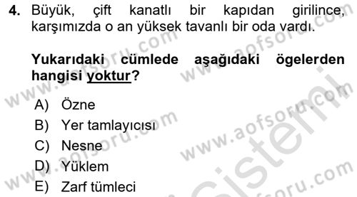 Türkçe Cümle Bilgisi 2 Dersi 2025 - 2026 Yılı Yaz Okulu Sınav Soruları 4. Soru