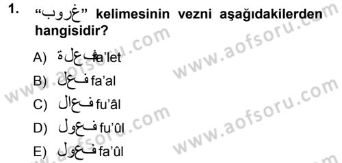 Osmanlı Türkçesi Grameri 1 Dersi Ara Sınavı Deneme Sınav Soruları 1. Soru