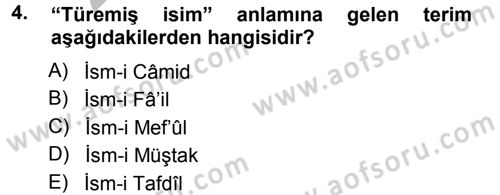 Osmanlı Türkçesi Grameri 1 Dersi Ara Sınavı Deneme Sınav Soruları 4. Soru