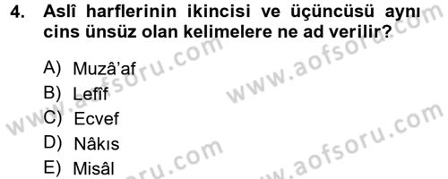 Osmanlı Türkçesi Grameri 1 Dersi 2012 - 2013 Yılı (Final) Dönem Sonu Sınav Soruları 4. Soru