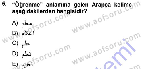 Osmanlı Türkçesi Grameri 1 Dersi 2012 - 2013 Yılı (Final) Dönem Sonu Sınav Soruları 5. Soru