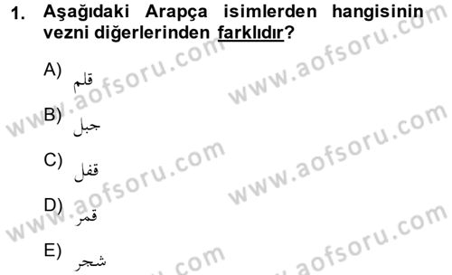 Osmanlı Türkçesi Grameri 1 Dersi 2013 - 2014 Yılı (Final) Dönem Sonu Sınav Soruları 1. Soru