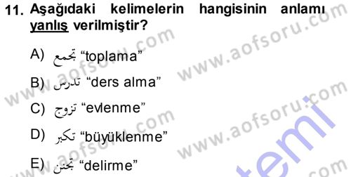 Osmanlı Türkçesi Grameri 1 Dersi 2013 - 2014 Yılı (Final) Dönem Sonu Sınav Soruları 11. Soru