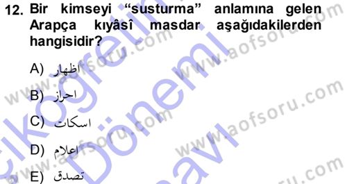 Osmanlı Türkçesi Grameri 1 Dersi 2013 - 2014 Yılı (Final) Dönem Sonu Sınav Soruları 12. Soru