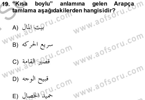 Osmanlı Türkçesi Grameri 1 Dersi 2014 - 2015 Yılı (Final) Dönem Sonu Sınav Soruları 19. Soru
