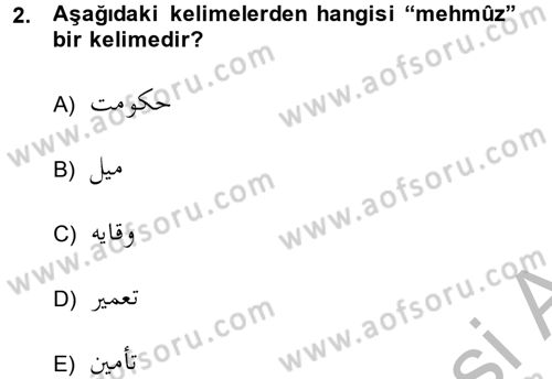 Osmanlı Türkçesi Grameri 1 Dersi 2014 - 2015 Yılı (Final) Dönem Sonu Sınav Soruları 2. Soru