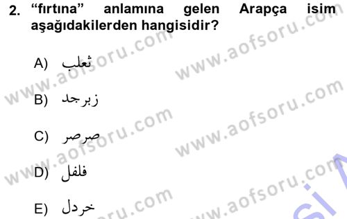 Osmanlı Türkçesi Grameri 1 Dersi 2015 - 2016 Yılı (Final) Dönem Sonu Sınav Soruları 2. Soru