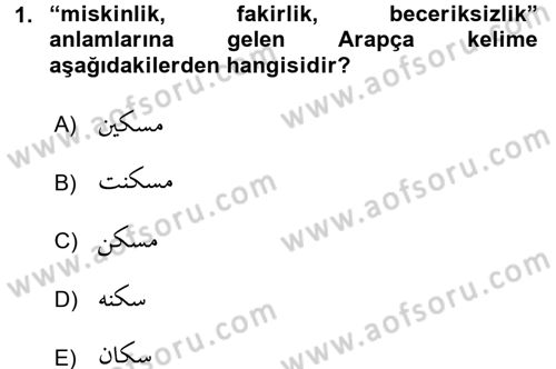 Osmanlı Türkçesi Grameri 1 Dersi 2016 - 2017 Yılı (Final) Dönem Sonu Sınav Soruları 1. Soru