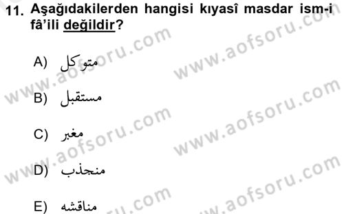 Osmanlı Türkçesi Grameri 1 Dersi 2016 - 2017 Yılı (Final) Dönem Sonu Sınav Soruları 11. Soru