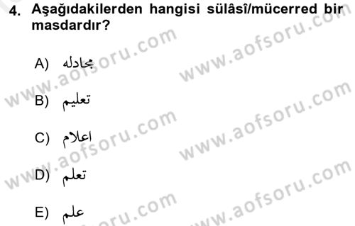 Osmanlı Türkçesi Grameri 1 Dersi 2016 - 2017 Yılı (Final) Dönem Sonu Sınav Soruları 4. Soru
