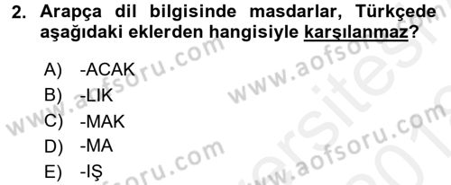 Osmanlı Türkçesi Grameri 1 Dersi 2017 - 2018 Yılı (Final) Dönem Sonu Sınav Soruları 2. Soru