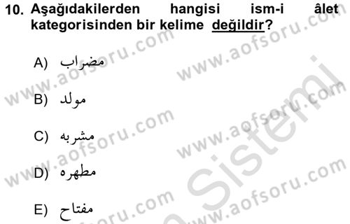 Osmanlı Türkçesi Grameri 1 Dersi 2018 - 2019 Yılı 3 Ders Sınav Soruları 10. Soru