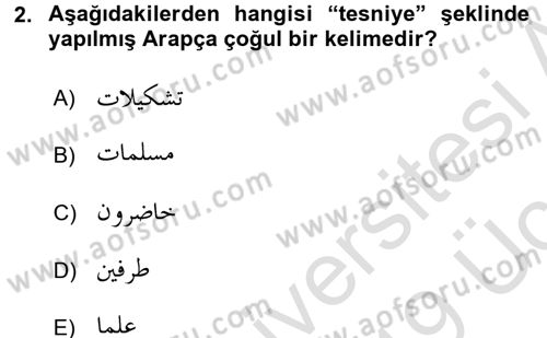 Osmanlı Türkçesi Grameri 1 Dersi 2018 - 2019 Yılı 3 Ders Sınav Soruları 2. Soru