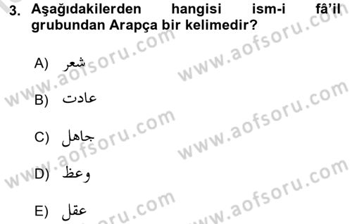Osmanlı Türkçesi Grameri 1 Dersi 2018 - 2019 Yılı 3 Ders Sınav Soruları 3. Soru