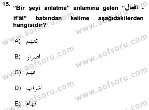 Osmanlı Türkçesi Grameri 1 Dersi 2018 - 2019 Yılı (Final) Dönem Sonu Sınav Soruları 15. Soru
