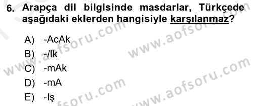 Osmanlı Türkçesi Grameri 1 Dersi 2018 - 2019 Yılı (Final) Dönem Sonu Sınav Soruları 6. Soru
