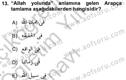 Osmanlı Türkçesi Grameri 1 Dersi 2018 - 2019 Yılı Yaz Okulu Sınav Soruları 13. Soru