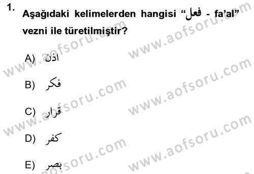 Osmanlı Türkçesi Grameri 1 Dersi Ara Sınavı Deneme Sınav Soruları 1. Soru