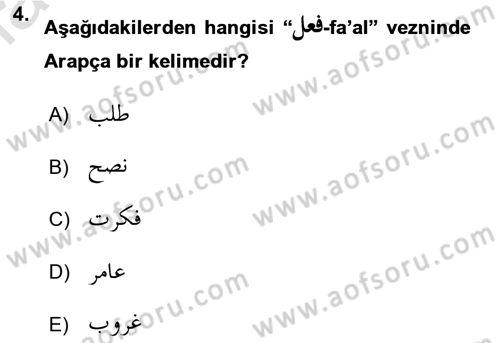 Osmanlı Türkçesi Grameri 1 Dersi 2019 - 2020 Yılı (Final) Dönem Sonu Sınav Soruları 4. Soru