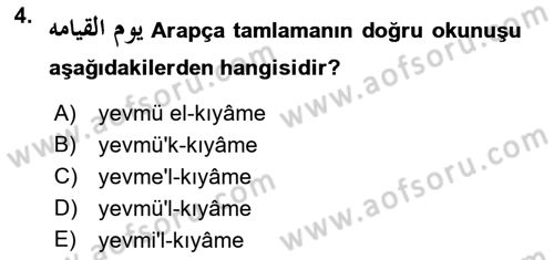 Osmanlı Türkçesi Grameri 1 Dersi 2022 - 2023 Yılı (Final) Dönem Sonu Sınav Soruları 4. Soru