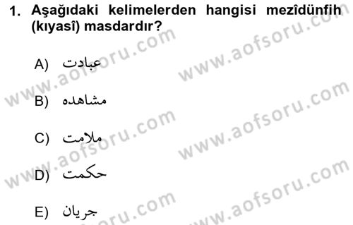 Osmanlı Türkçesi Grameri 1 Dersi 2022 - 2023 Yılı Yaz Okulu Sınav Soruları 1. Soru