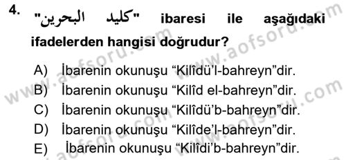 Osmanlı Türkçesi Grameri 1 Dersi 2022 - 2023 Yılı Yaz Okulu Sınav Soruları 4. Soru