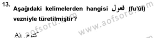 Osmanlı Türkçesi Grameri 1 Dersi Ara Sınavı Deneme Sınav Soruları 13. Soru