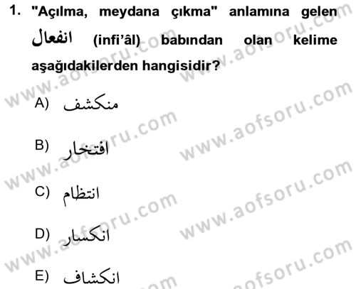 Osmanlı Türkçesi Grameri 1 Dersi 2023 - 2024 Yılı Yaz Okulu Sınav Soruları 1. Soru