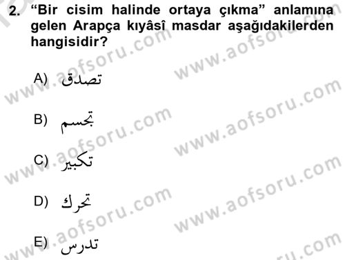 Osmanlı Türkçesi Grameri 1 Dersi 2023 - 2024 Yılı Yaz Okulu Sınav Soruları 2. Soru