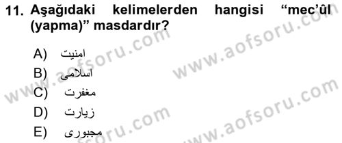 Osmanlı Türkçesi Grameri 1 Dersi 2025 - 2026 Yılı (Vize) Ara Sınav Soruları 11. Soru