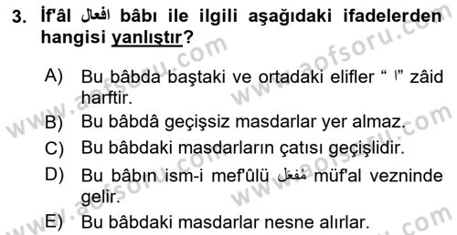Osmanlı Türkçesi Grameri 1 Dersi 2025 - 2026 Yılı (Vize) Ara Sınav Soruları 3. Soru