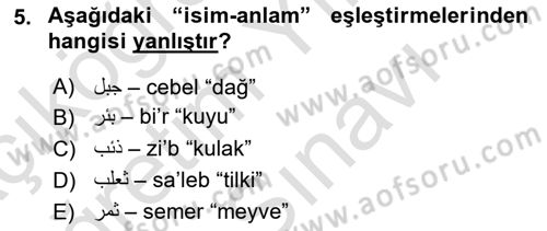 Osmanlı Türkçesi Grameri 1 Dersi 2025 - 2026 Yılı (Vize) Ara Sınav Soruları 5. Soru