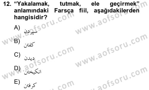 Osmanlı Türkçesi Grameri 2 Dersi 2012 - 2013 Yılı (Vize) Ara Sınav Soruları 12. Soru