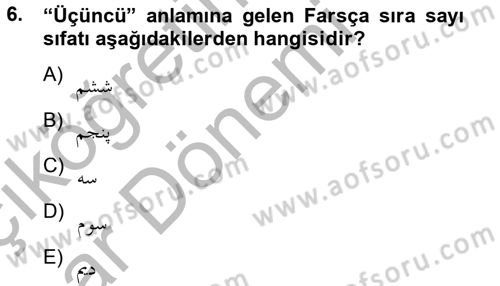 Osmanlı Türkçesi Grameri 2 Dersi 2012 - 2013 Yılı (Vize) Ara Sınav Soruları 6. Soru