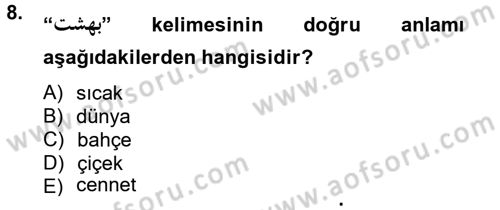 Osmanlı Türkçesi Grameri 2 Dersi 2012 - 2013 Yılı (Vize) Ara Sınav Soruları 8. Soru