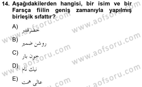 Osmanlı Türkçesi Grameri 2 Dersi 2012 - 2013 Yılı (Final) Dönem Sonu Sınav Soruları 14. Soru