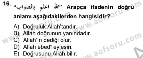 Osmanlı Türkçesi Grameri 2 Dersi 2012 - 2013 Yılı (Final) Dönem Sonu Sınav Soruları 16. Soru