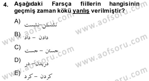 Osmanlı Türkçesi Grameri 2 Dersi 2012 - 2013 Yılı (Final) Dönem Sonu Sınav Soruları 4. Soru