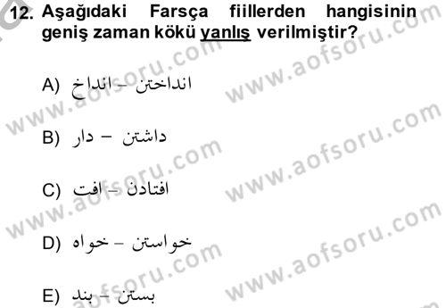 Osmanlı Türkçesi Grameri 2 Dersi 2013 - 2014 Yılı (Vize) Ara Sınav Soruları 12. Soru