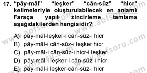 Osmanlı Türkçesi Grameri 2 Dersi 2013 - 2014 Yılı (Vize) Ara Sınav Soruları 17. Soru