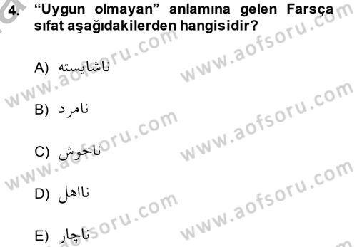Osmanlı Türkçesi Grameri 2 Dersi 2013 - 2014 Yılı (Vize) Ara Sınav Soruları 4. Soru