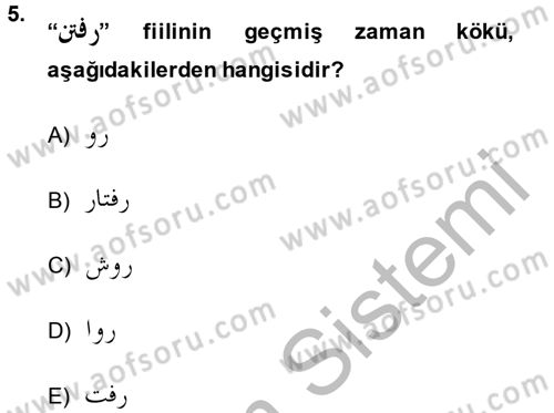 Osmanlı Türkçesi Grameri 2 Dersi 2013 - 2014 Yılı (Vize) Ara Sınav Soruları 5. Soru
