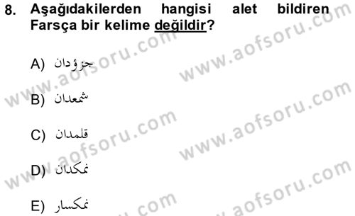 Osmanlı Türkçesi Grameri 2 Dersi 2013 - 2014 Yılı (Vize) Ara Sınav Soruları 8. Soru